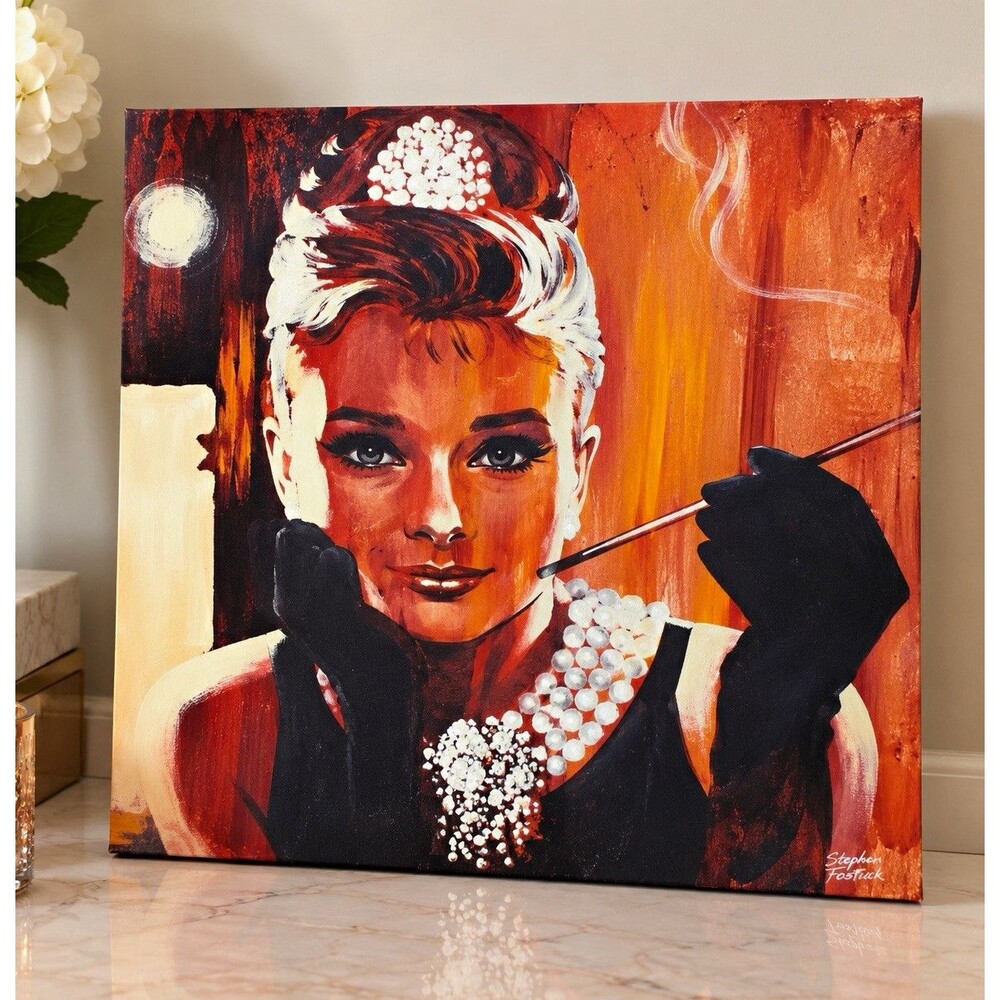 Audrey Hepburn Breakfast at Tiffany’s Style Canvas Wall Art 19.75” Square